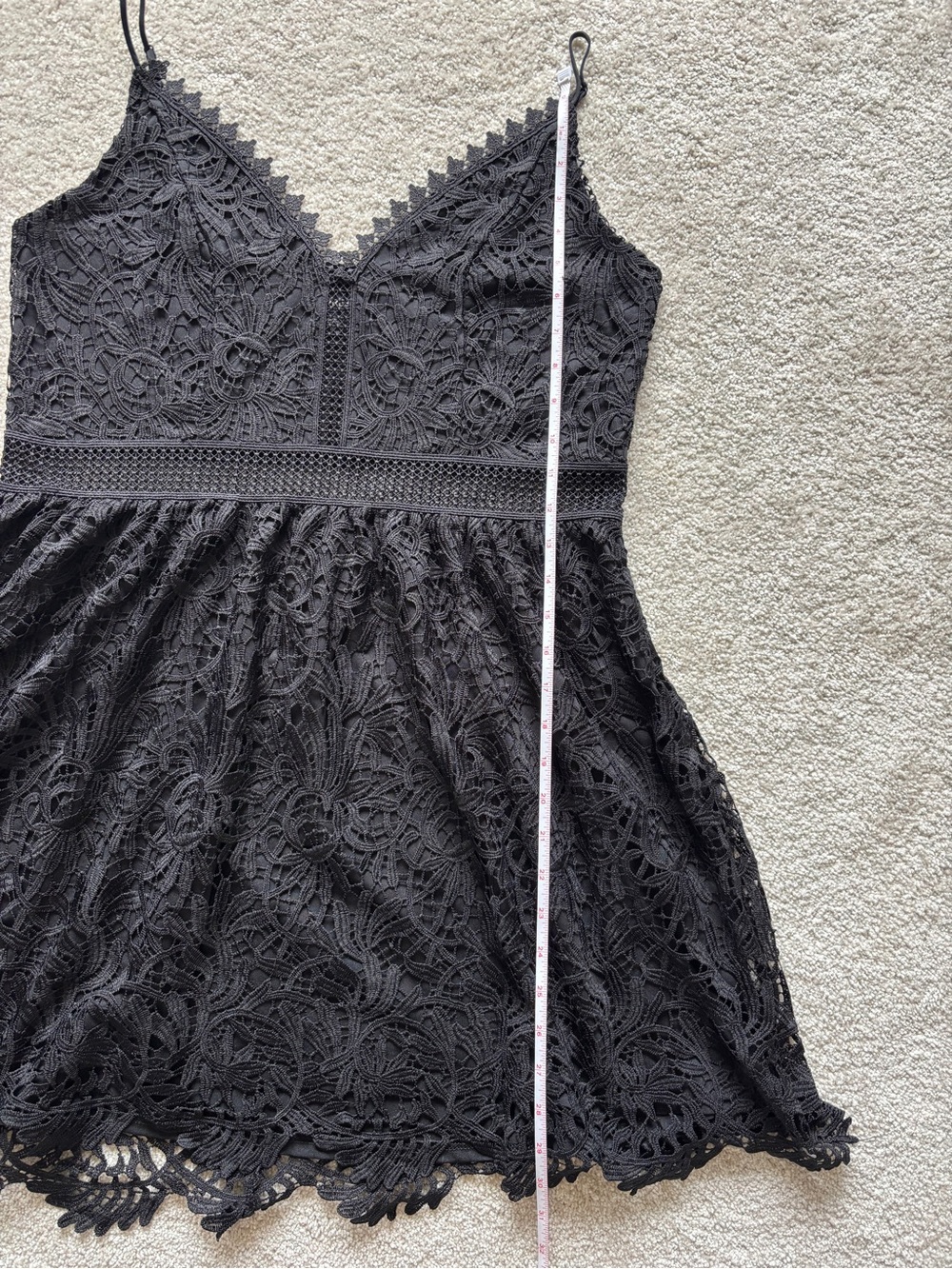 Express Black Lace Mini Dress with Spaghetti Straps - Picture 9 of 11